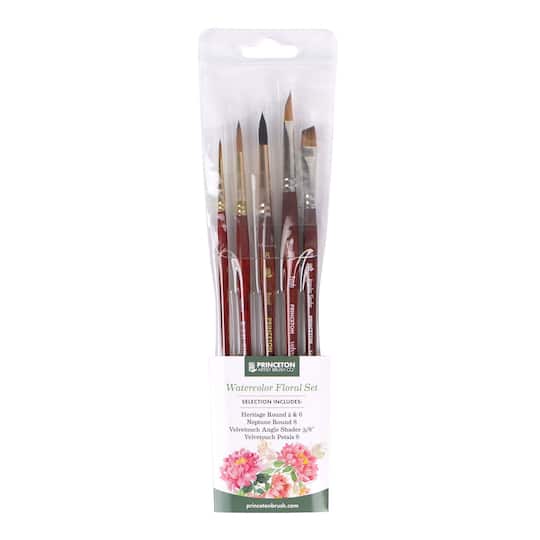 Michaels, Princeton Artist Brush Co.™ Short Handle Floral Watercolor Paintbrush Set – Category: Watercolor
